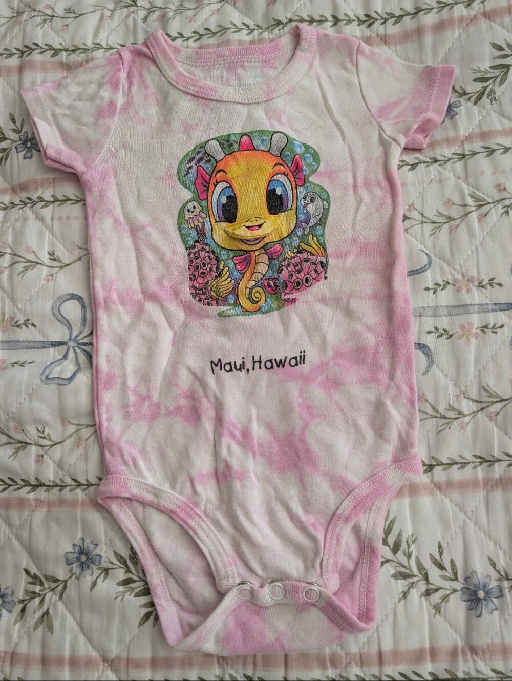 Maui Hawaii Pink Tie-Dye Baby Onesie Bodysuit 12months